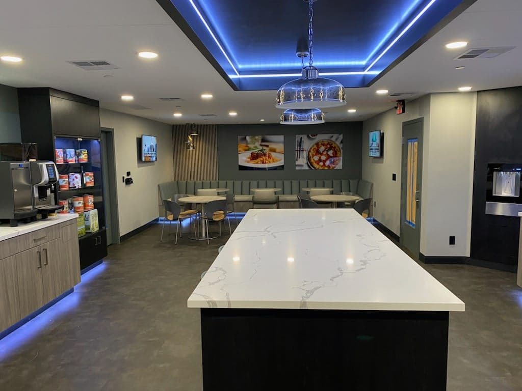 Commercial Break Room Renovation - Premium Employee Lounge with Custom Millwork