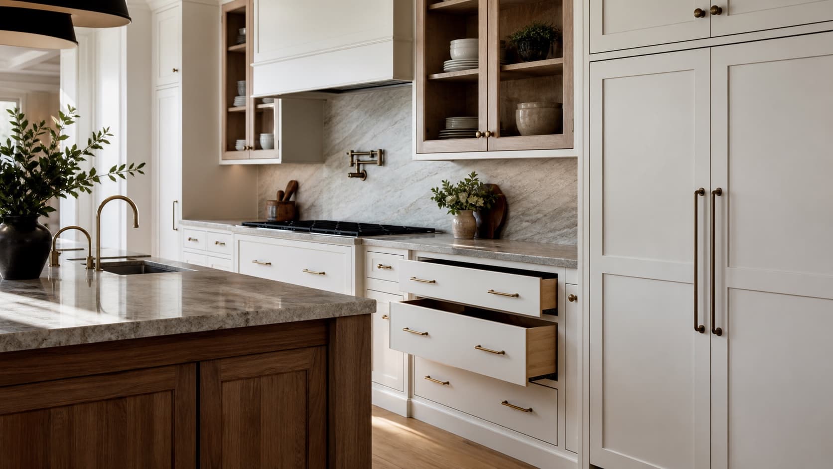 Custom kitchen cabinetry with premium hardwood and modern design